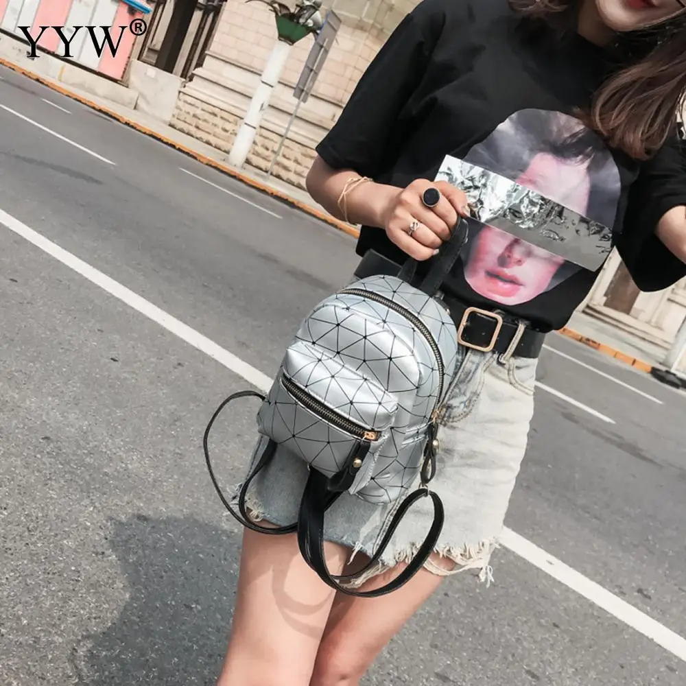 Маленький рюкзак с геометрическим рисунком из искусственной кожи, Женская Регулируемая сумка, школьные рюкзаки для детей, высококачественные розовые женские сумки для покупок