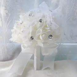 Искусственные Свадебные букеты розы свадебные букет Свадебный букет ленты Кристаллы Свадебные цветы Свадебные букеты 654
