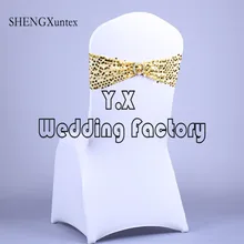 Дизайн лайкра спандекс стул полоса обратно с блестками ткань для украшение для стула