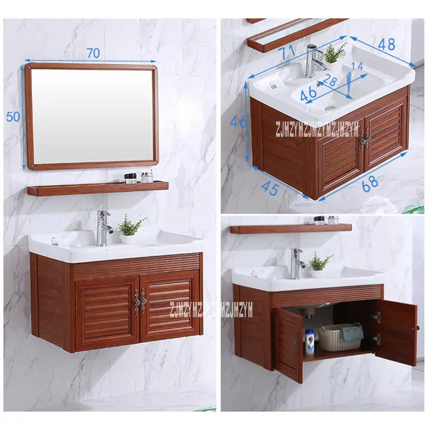 4870C-2 маленькое пространство алюминиевый простой керамический промывочный стол ванная комната шкаф с зеркалом Мини Настенный бассейн шкаф - Цвет: D tap Basin Cabinet