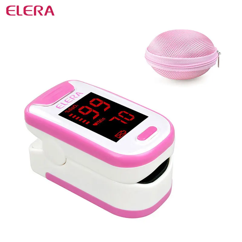 

ELERA Portable Finger Pulse Oximeter With Round Case Oximetro de Pulso digital SPO2 PR Pulsioximetro a Finger
