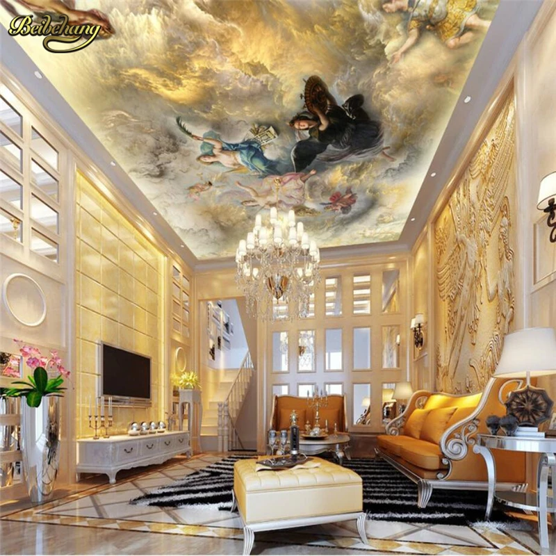 beibehang Custom Oil painting ceiling Photo Wall Paper Murals Living Room Bedroom Sofa TV Background Decor Wall Mural Wallpaper ukiyo e paper umbrella 84cm japanese restaurant decorative umbrella izakaya hotel ceiling decor cherry parasol photo props