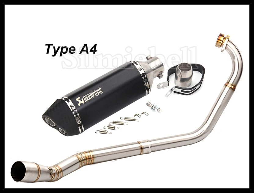 Akrapovic мотоцикл выхлопной глушитель выхлопной трубы слипоны Escape мото полный Системы Труба среднего звена трубы для Yamaha YZF R15 выхлопной MT15 MT125 - Цвет: Type A4