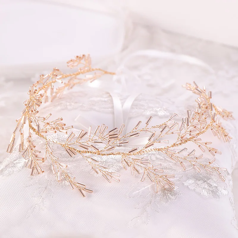 

Silver/Gold Color Glass Hair Bands Wedding Hair Accessories Women Bridal Head Decoration Handmade Hair Ornament Tiara
