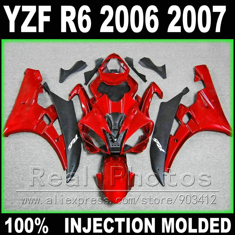 MOTOMARTS обтекатель для YAMAHA R6 2006 2007 литье под давлением красный матовый черный 06 07 YZF обтекатели|yzf r6|07 r6 fairingsr6