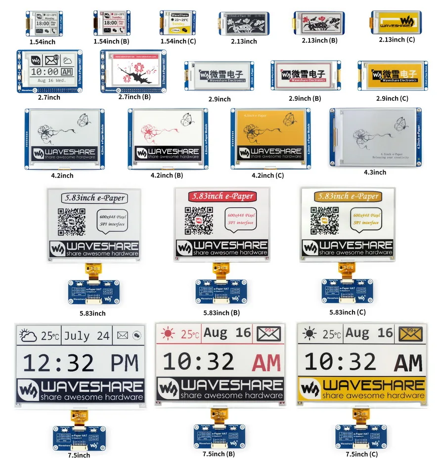 Waveshare 296x1282,9 дюймовый модуль электронной бумаги, 2,9 ''e-Ink дисплей, SPI интерфейс, для Raspberry Pi, два цвета: черный, белый, частичное обновление