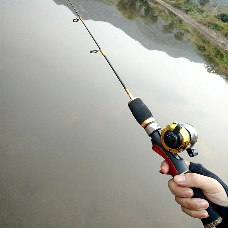 ice fishing rod double tips winter fishing rods 2 sections length 0.55m 0.66m casting rod set spinning pole short fishing tackle
