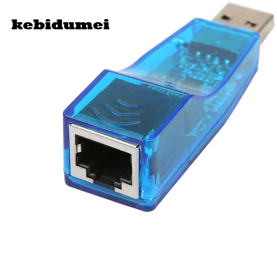 

kebidumei Wholesale USB 2.0 To LAN RJ45 Ethernet 10/100Mbps Network Card Adapter For Win7 Win8 Android Tablet PC Blue