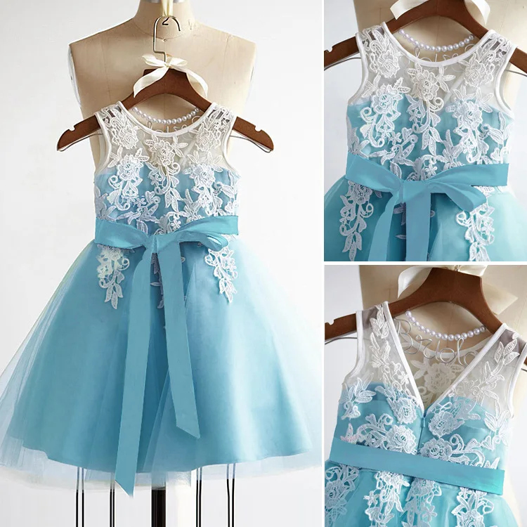 

3D Lace Embroidery Flower Girl Dresses Cotton V Neck Princess Dress Kids Dresses for Girls Pageant Party