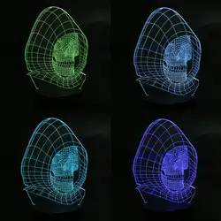 Красочная 3D череп Светодиодная лампа для фары визуальный креативный подарок с usb-кабелем 3D иллюзия голограммы настольная лампа для детей