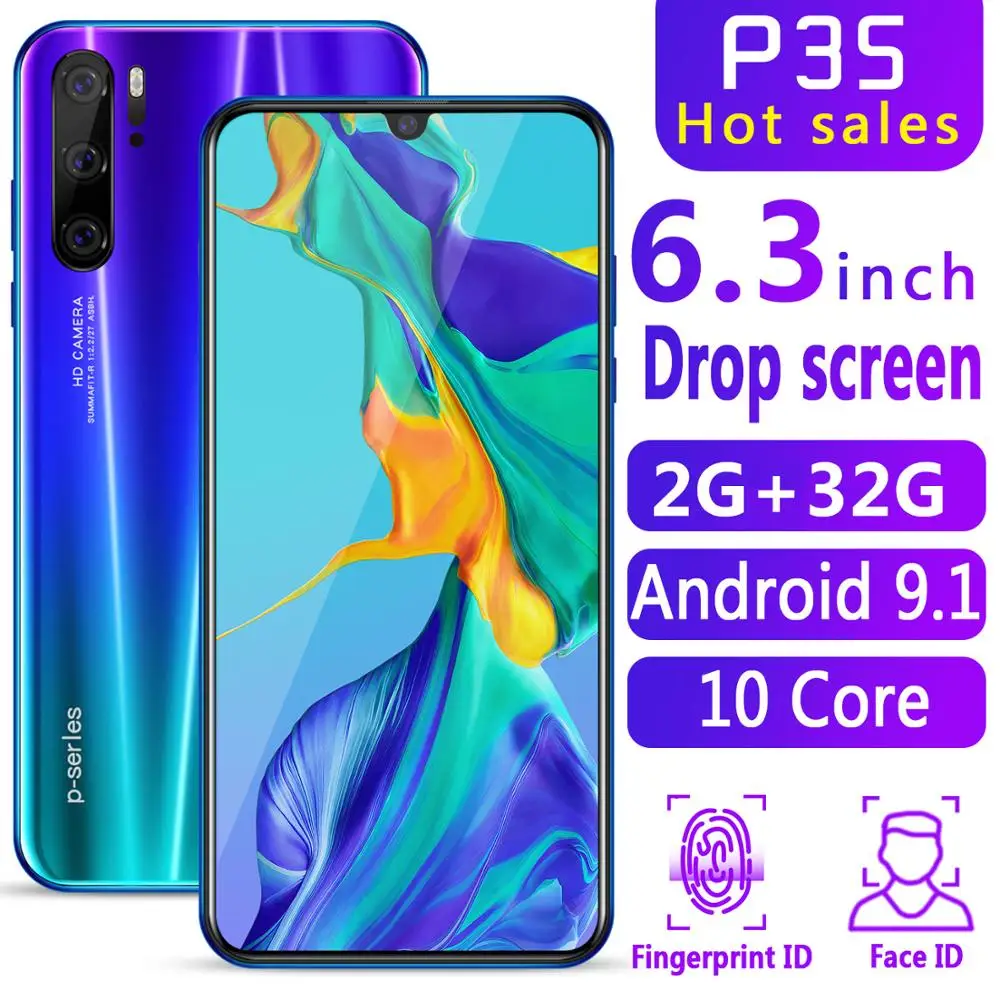 2GB+32GB CHAOAI P35pro Smartphone Global Version CellPhone 10 core 6.3 inch Drop Screen Telephone 2 Sim
