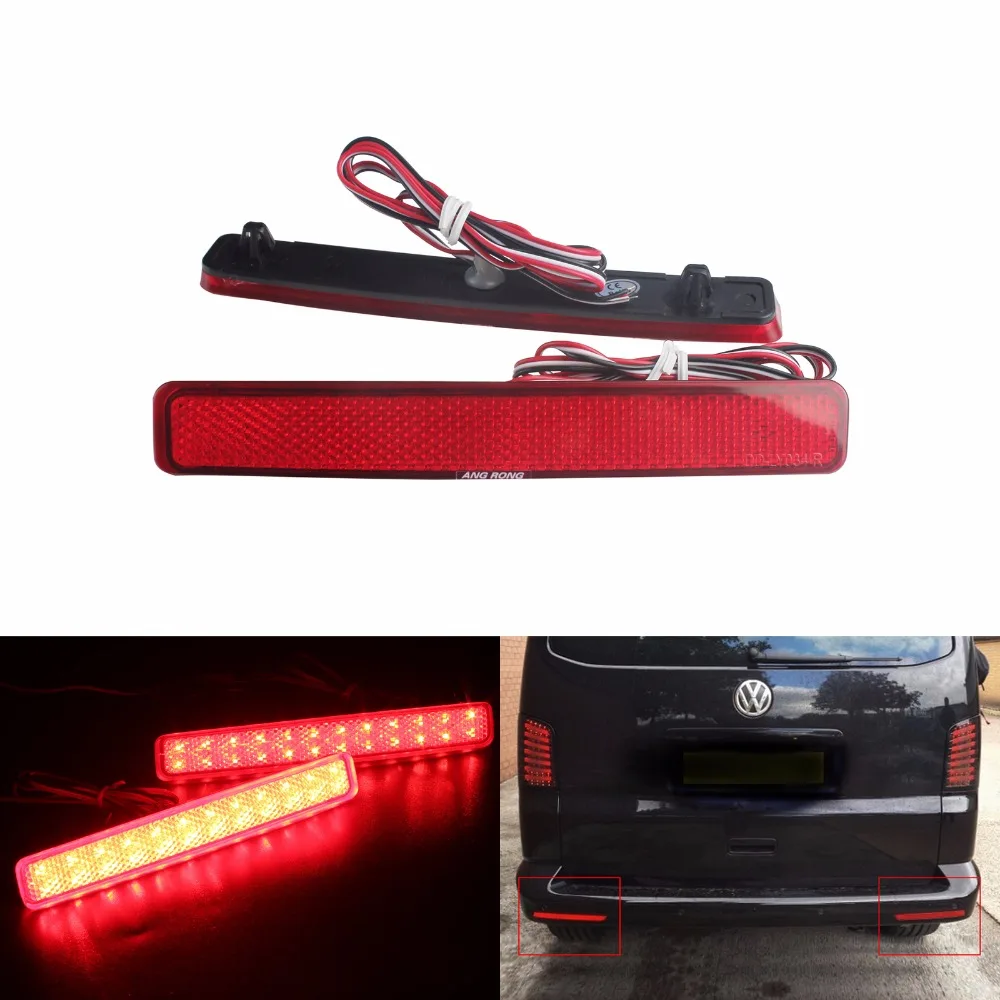ANGRONG 2x czerwony reflektor tylnego zderzaka LED światło czerwony vw t4 lampy led