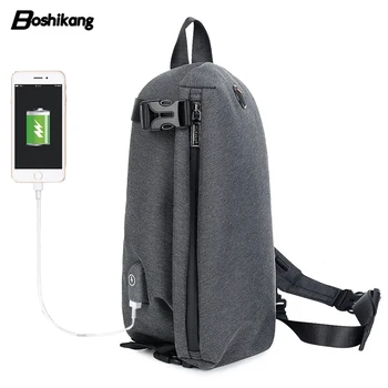 

Boshikang Oxford Male Shoulder Bags USB Charging Crossbody Bags Men Anti Theft Chest Bag Summer Short Trip Messengers Bag