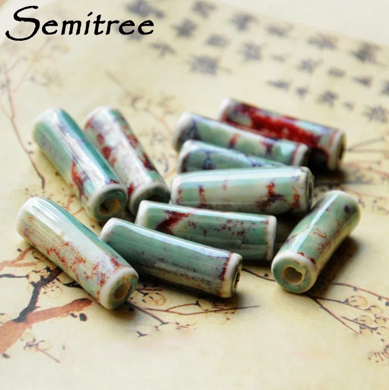 

10Pcs/Lot 17*8mm Cylinder Shape Ceramic Beads for DIY Woven Bracelets Necklace Jewelry Making Handmade Crafts Supplies