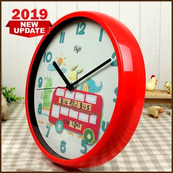 

Red Round Fashion Living Room Cartoon Children Wall Clock Cute Children Student Time Clock