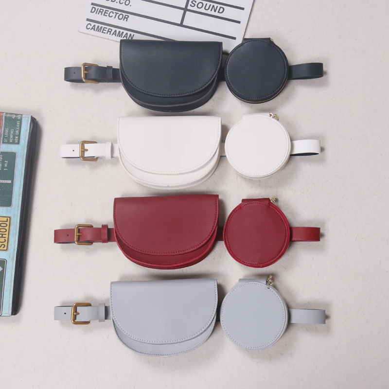 

Caker Brand 2019 Women PU Leather Black White Red Blue Half Circle Waist Bags Drop Shipping