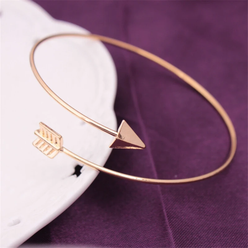 

RONGQING 1pcs Simple Silver Plated Adjustable Arrow Bracelets for Women Simple Love Engagement Jewelry