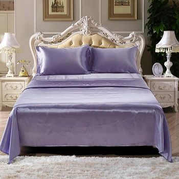 

Textile Air Simple Pure color Smooth simulation silk bed sheet Bedding Four-piece set Europe and the United States double home