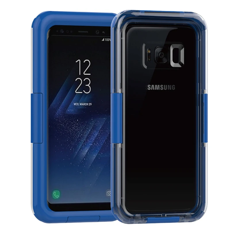 Для samsung S9 S8 S10 Plus S10E плавание двойное использование вода/грязь/ударопрочность для iphone 6 7 8 Plus X XS чехол для MAX XR водонепроницаемые сумки - Цвет: Blue