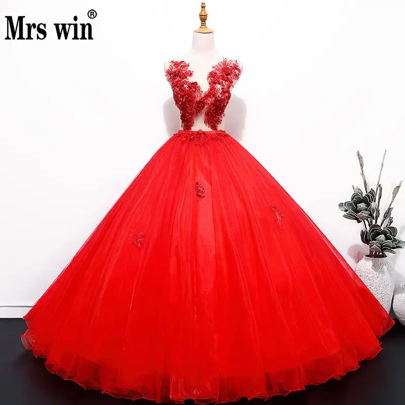 Quinceanera платье Новинка 2018 года миссис Win Красный Пром элегантное бальное платье Бальные платья Vestidos De 15 Anos Vestidos