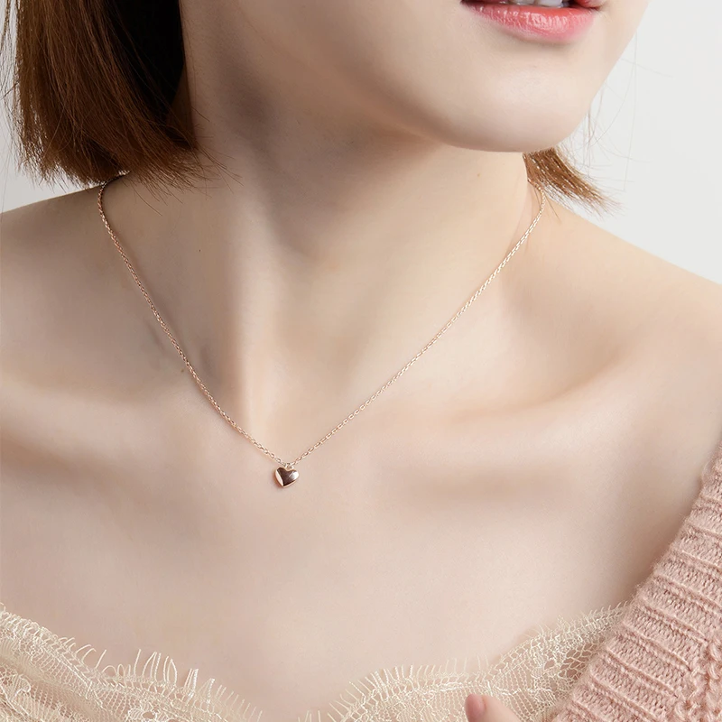 

CHIMERA Elegant Rose Gold Necklaces S925 Sterling Silver Choker with Heart Pendant Chain Necklace Women Jewelry Girls Gift