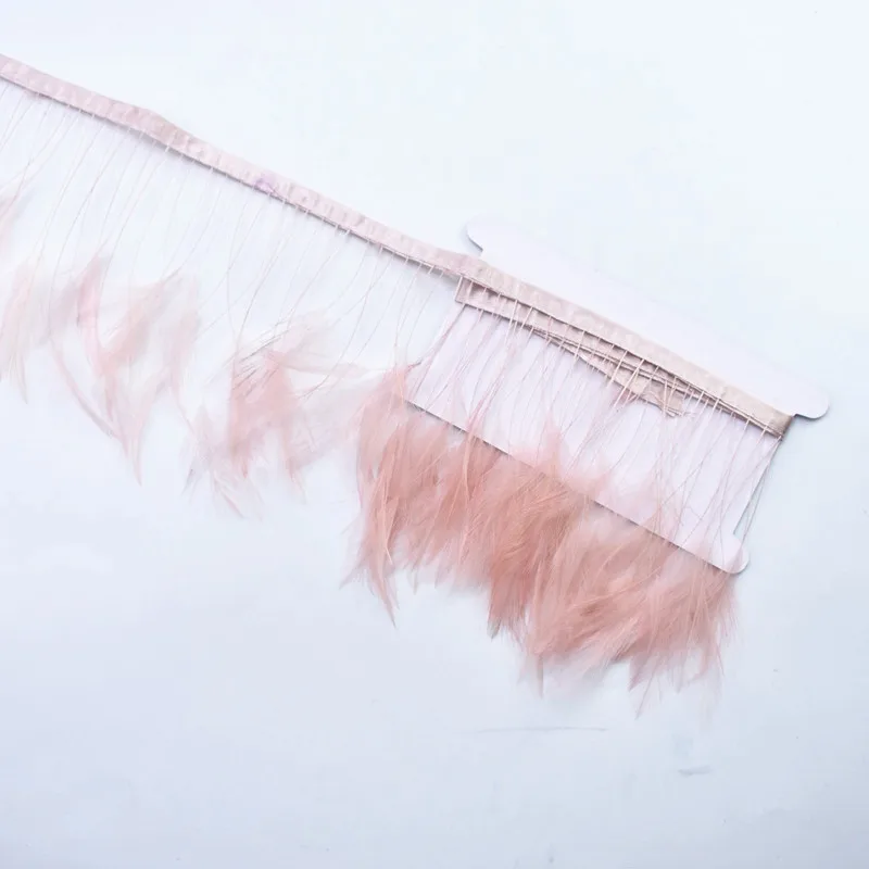 2 метра натуральный окрашенные в полоску петух Hackle перо планки аксессуары для шитья одежды перья фазана для рукоделия отделка ленты - Цвет: Leather pink