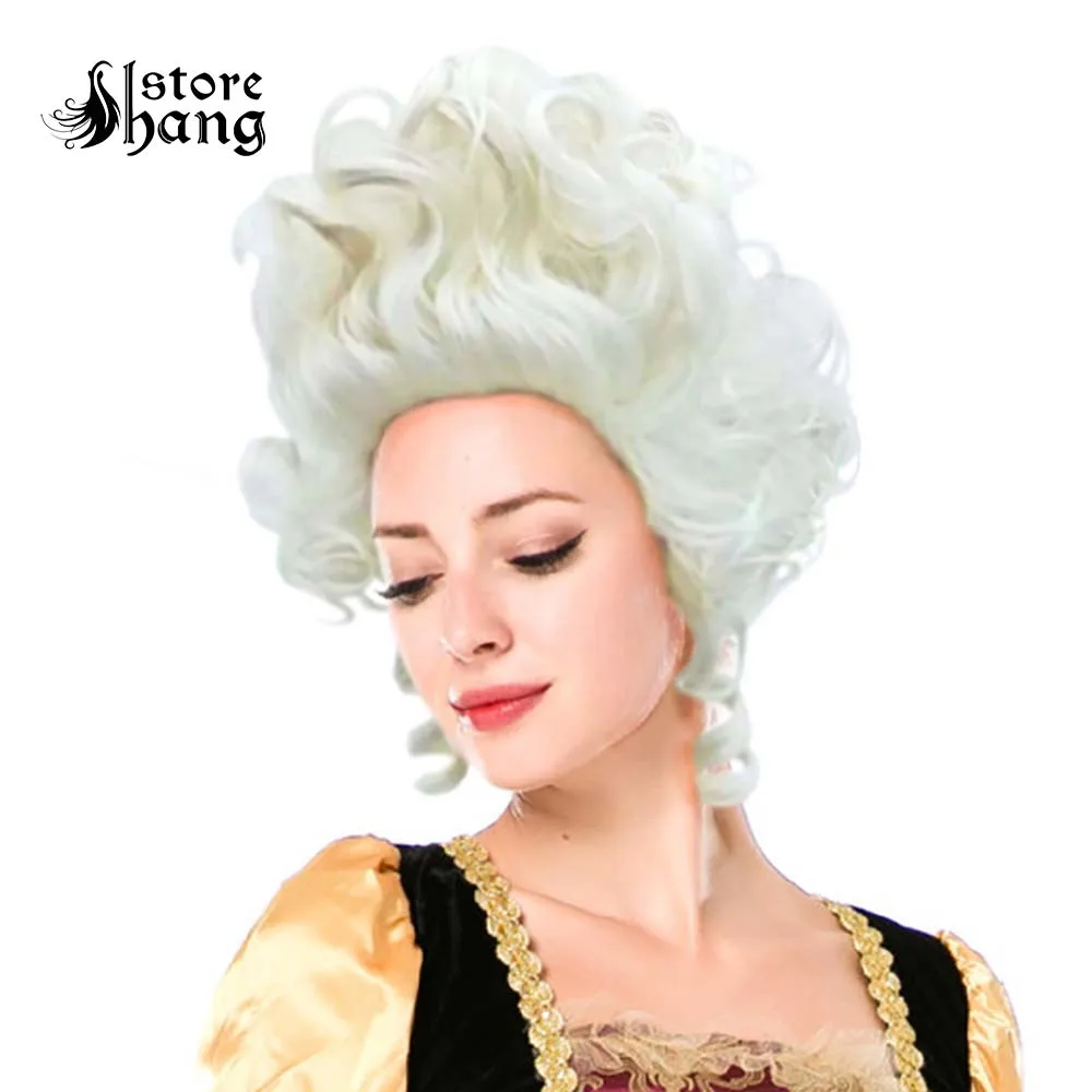 Long White Curly Wig Fancy Dress Accessory. Fever Boutique Baroque Wig 