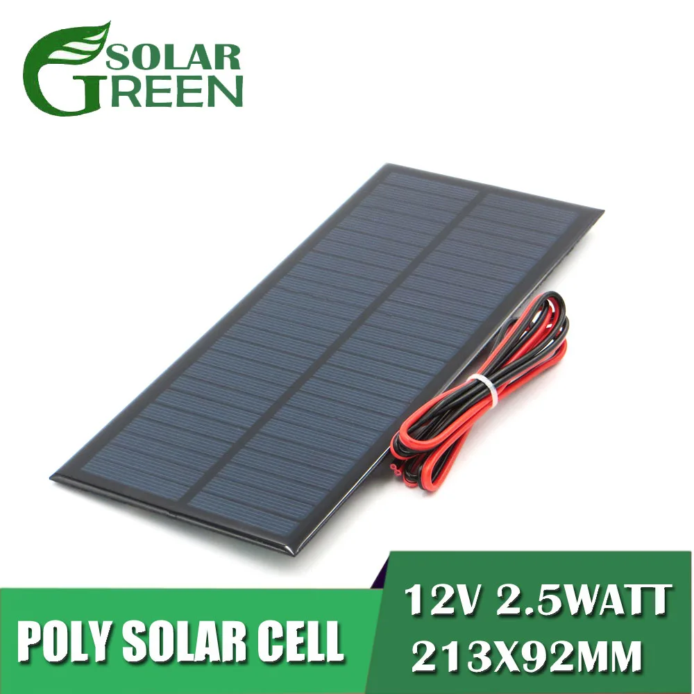 

2.5W 208mA 12V DC 2.5Watt Solar Panel Polycrystalline Silicon DIY Battery Charger Module Mini Solar Cell wire toy