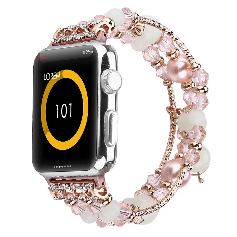 LPWHH Agate Strap For Apple Watch 4 3 2 1 Nightlight For Iwatch Band 38mm 42mm Watch Band Accessories Elastic Watches Bands 44mm
