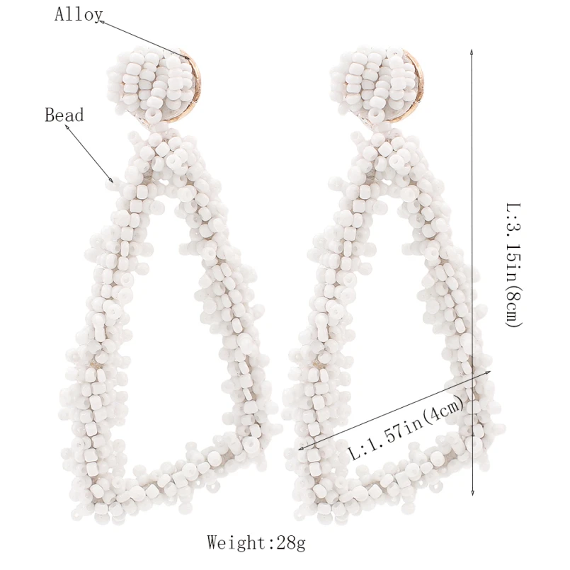 MANILAI Bohemian Geometric Big Earrings For Women Resin Beads Dangle Statement Earrings Fashion Jewelry Handmade Hanging Brincos