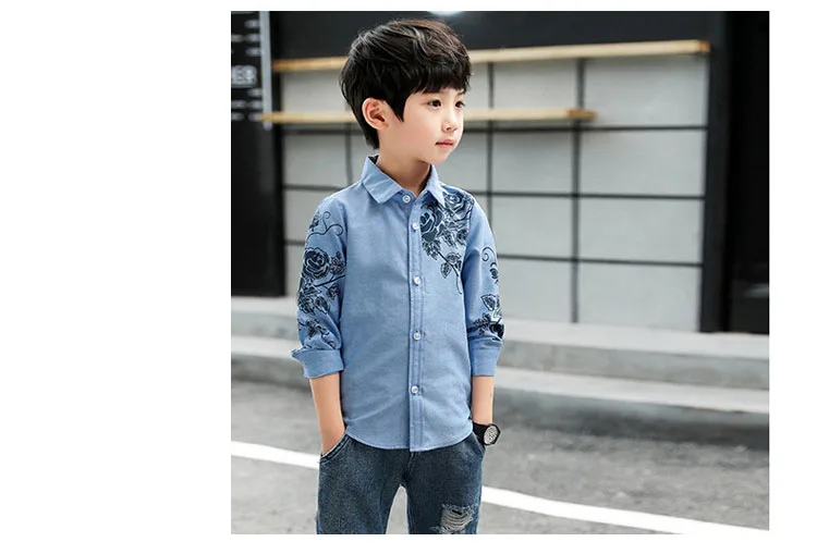 Children School Blouses Shirts Boys Cotton Printed Tops Autumn Kids Casual Long Sleeve Blouse Clothes Infant Shirts Clothing (8)