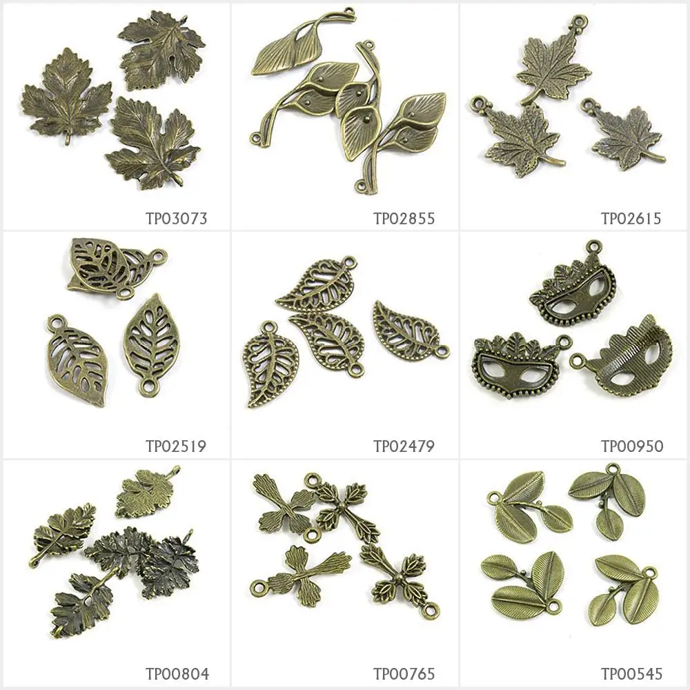 Antique Bronze Plated Jewelry Making Charms Leaves Latin Cross Leaf Carnival Mask Hollow Maple Calla Life String Oak Big | Украшения и