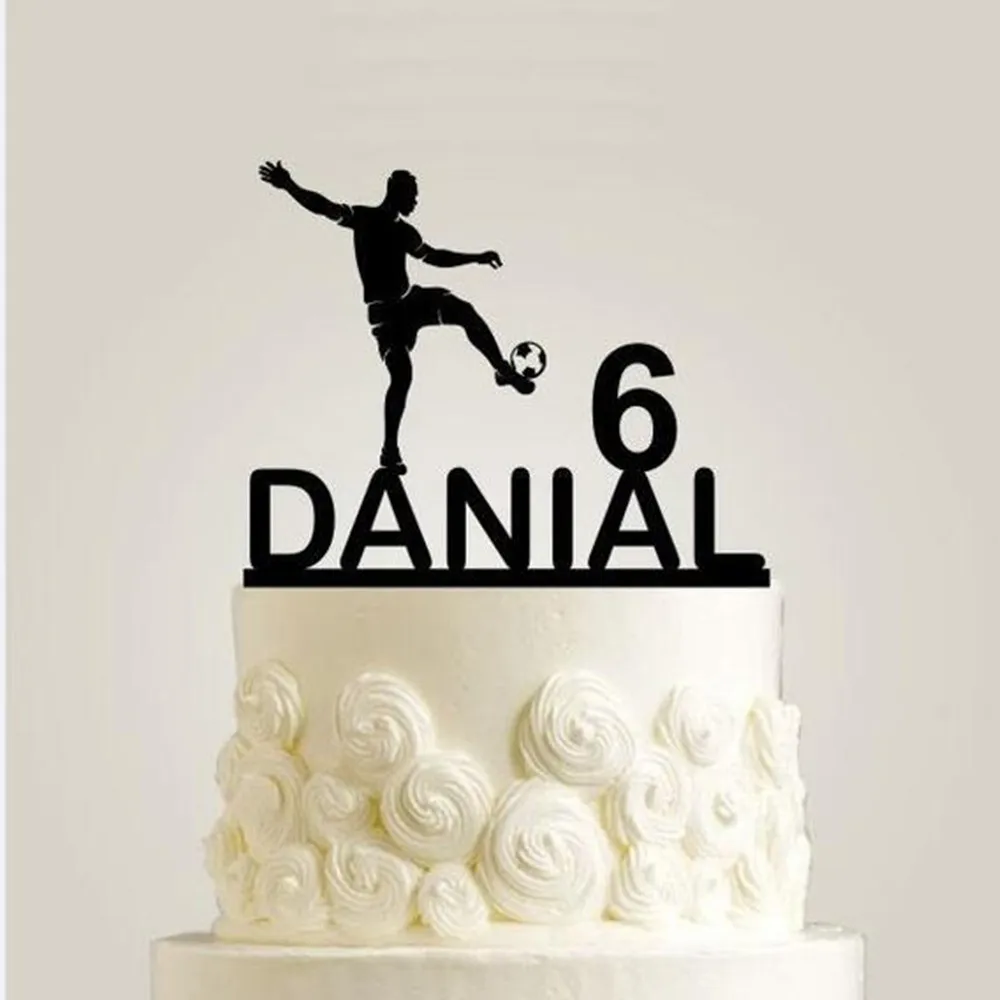 

Personalized Football Happy Birthday Party Cake Topper, Sport Theme Cake Topper, Customized Name and Age Cake Decorations