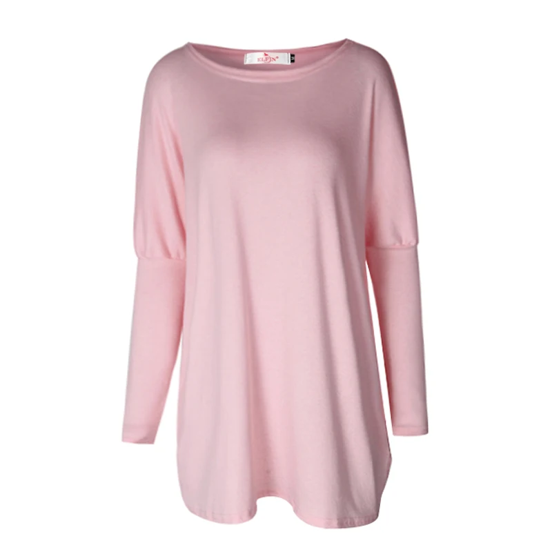 

Casual Women Blouse Shirt Tops Loose Large Size Batwing Long Sleeve Solid Roupa Neck Tunci Shirts Tee Tops WS1401Z