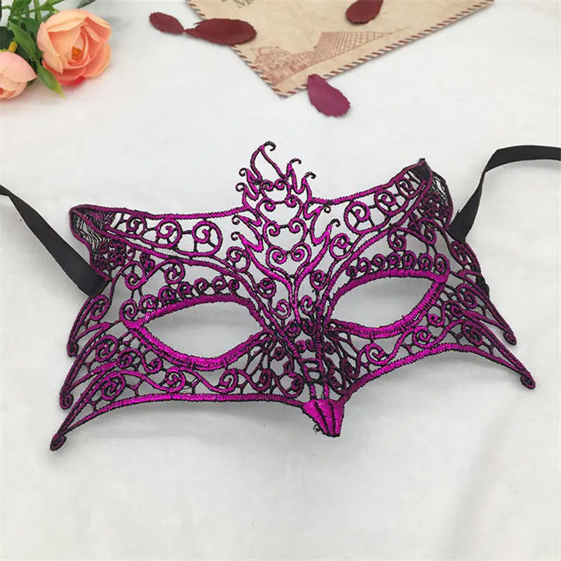 Фиксированная форма, Дамская Сексуальная Маскарадная маска из кружева для карнавала, Хэллоуина, выпускного вечера, Вечерние Маски, фиолетовые, горячее тиснение#35 - Цвет: PM025TZ