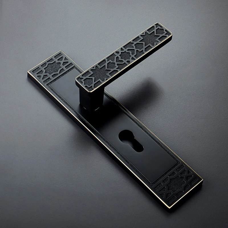  1Set European Solid Brass Door Lock with Keys Lock Classical Interior Doors Square Door Handle Uneq - 33047836672