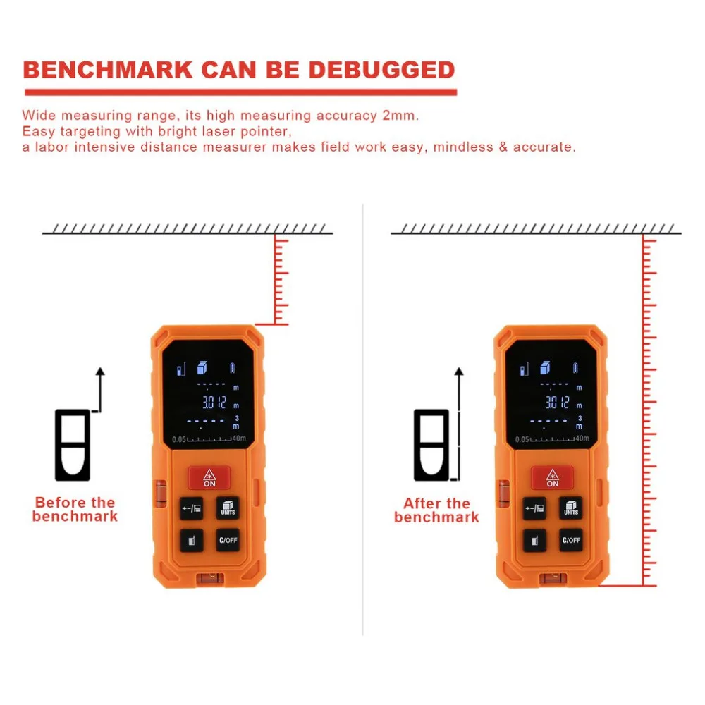 Портативный лазерный дальномер портативный цифровой лазерный дальномер с ЖК-дисплей подсветки Профессиональный инструмент для измерения