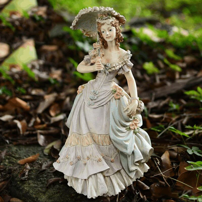 Günstig Europa Viktorianischen Mädchen Statue Mode Charakter Schönheit Figuren Harz Handwerk Hochzeit Geschenk Kreative Hause Dekoration Ornament Kunst