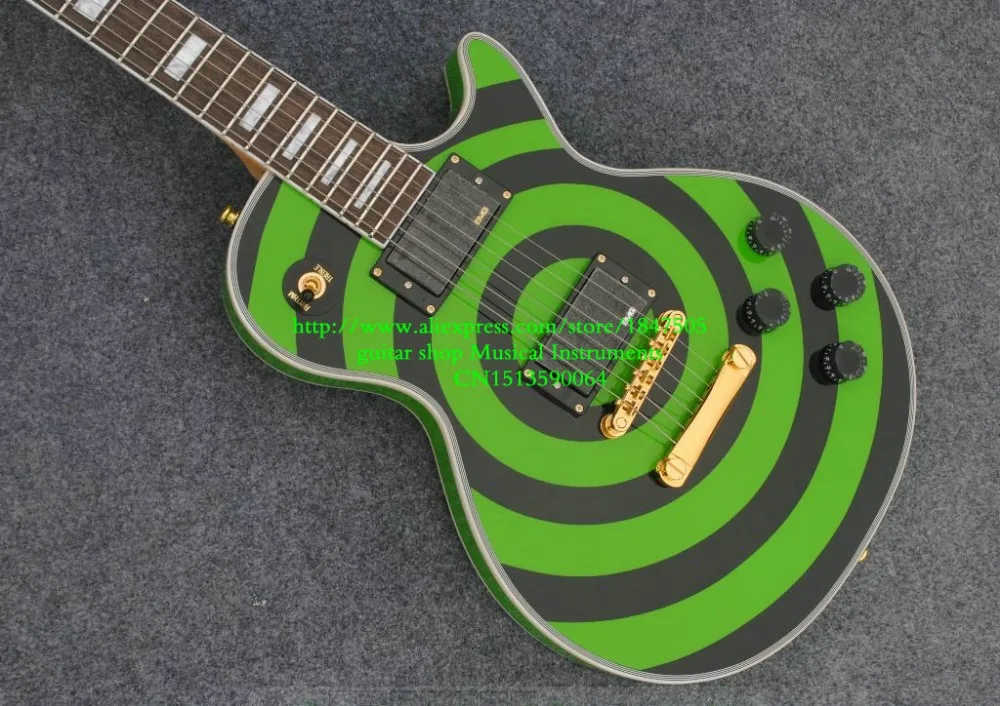 Newest Custom Black and green circle target Electric Guitar Mahogany