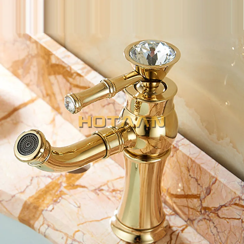 Günstig Freies Verschiffen Neue ankunft Bad gold Becken Wasserhahn Gold finish Messing Mischbatterie mit keramik torneiras para banheiro YT 5027