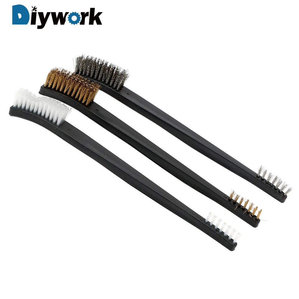 

DIYWORK 3Pcs/Set 17cm Nylon Brass Wire Brush Cleaning Tools Steel Wire Brush Suitable For Clean Dust Drill Brush Grinder