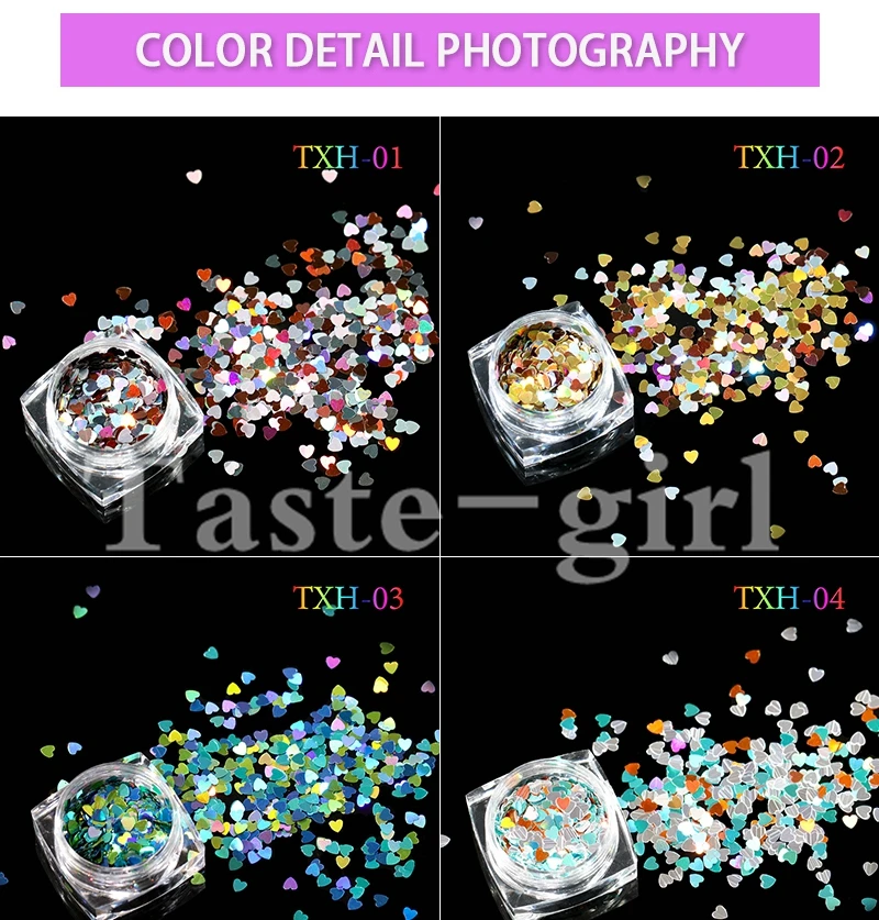 1 коробка разерцветное сердце форма ногтей блестки, пластинки розовый фиолетовый Серебряный блестки маникюр Дизайн ногтей украшения аксессуары