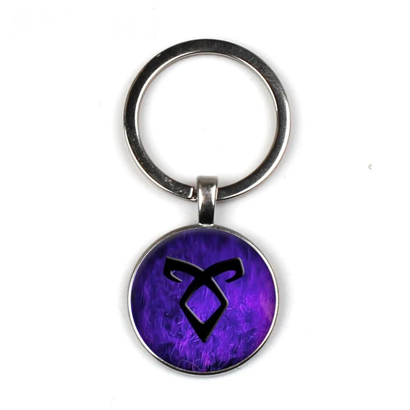

New City of Bones Glass Keychain Angelic Rune Pendant Key Chain Angel mortal Musical Instrument Jewelry