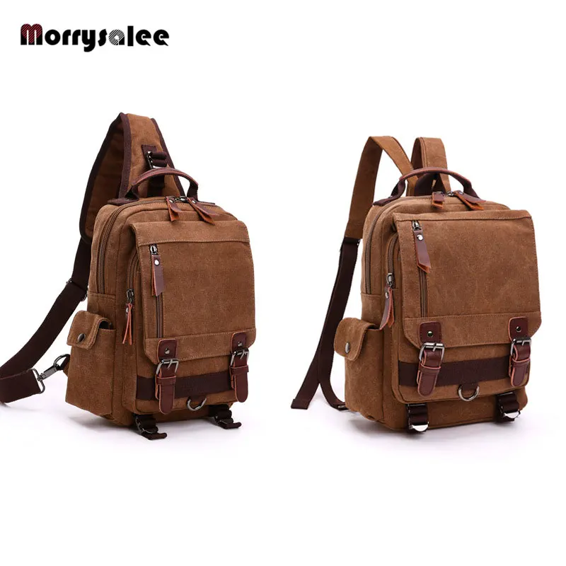 New-Canvas-Bag-Men-Bag-Retro-Shoulder-Solid-Color-Zipper-Single-Root ...