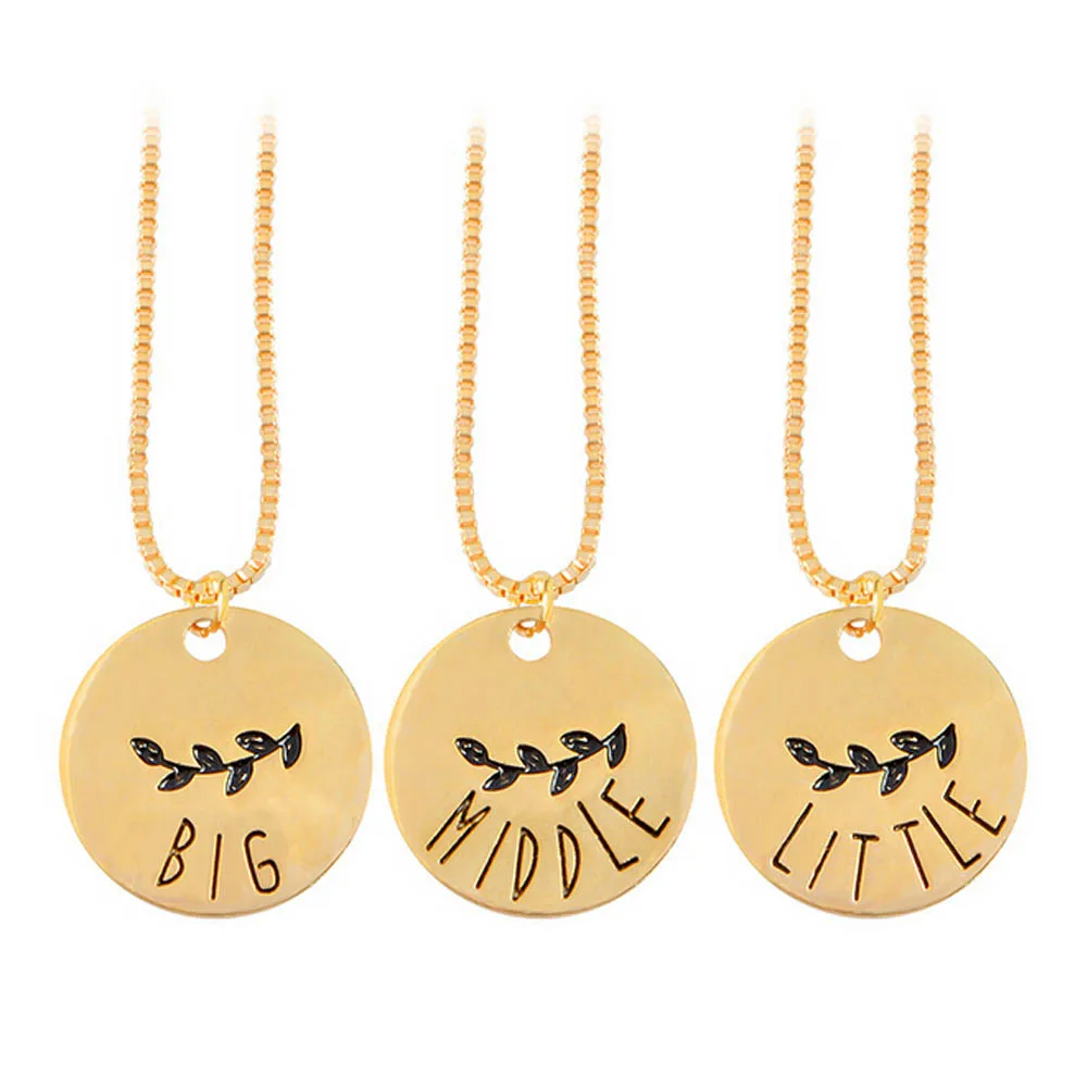 

new hot sale necklace "BIG MIDDLE LITTLE" Sister Necklace Set 3 Pieces Personalized Sister Gifts big sis,mid sis,lil sis