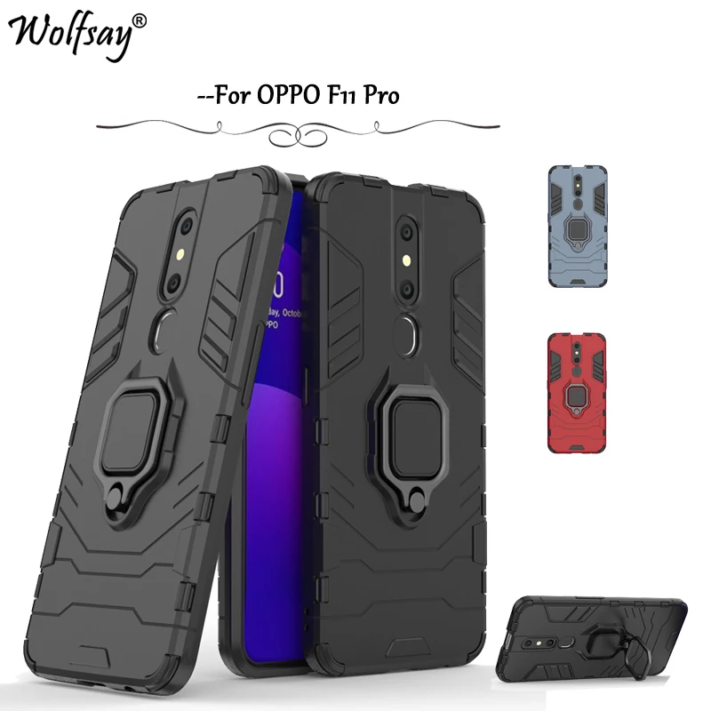 

OPPO F11 Pro Case Shockproof Armor Metal Finger Ring Holder Hard Phone Bumper OPPO F11 Pro Cover OPPO F11 Pro Kickstand Fundas