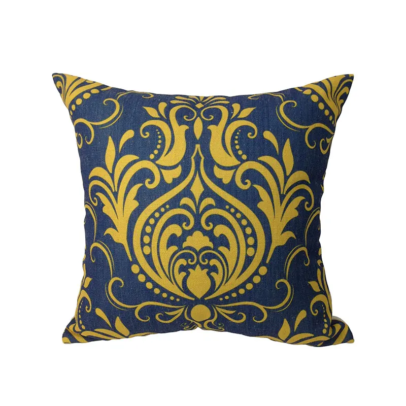 be Home 2016 New Arrival Linen/polyester Digital Printed Blue/Gold