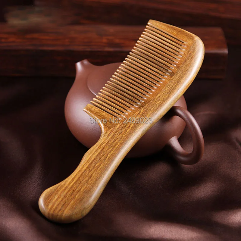 

Excellent Wooden Comb Natural Green Sandalwood Tangle Hair Brush Best Gift For Girl Styling Tools