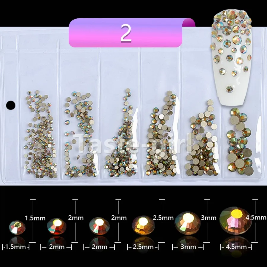 Смешанные размеры плоская задняя 3d-украшения для ногтей Стразы Блестки ногти ювелирные изделия аксессуары кристалл косметический инструмент для маникюра - Цвет: GZJD-02