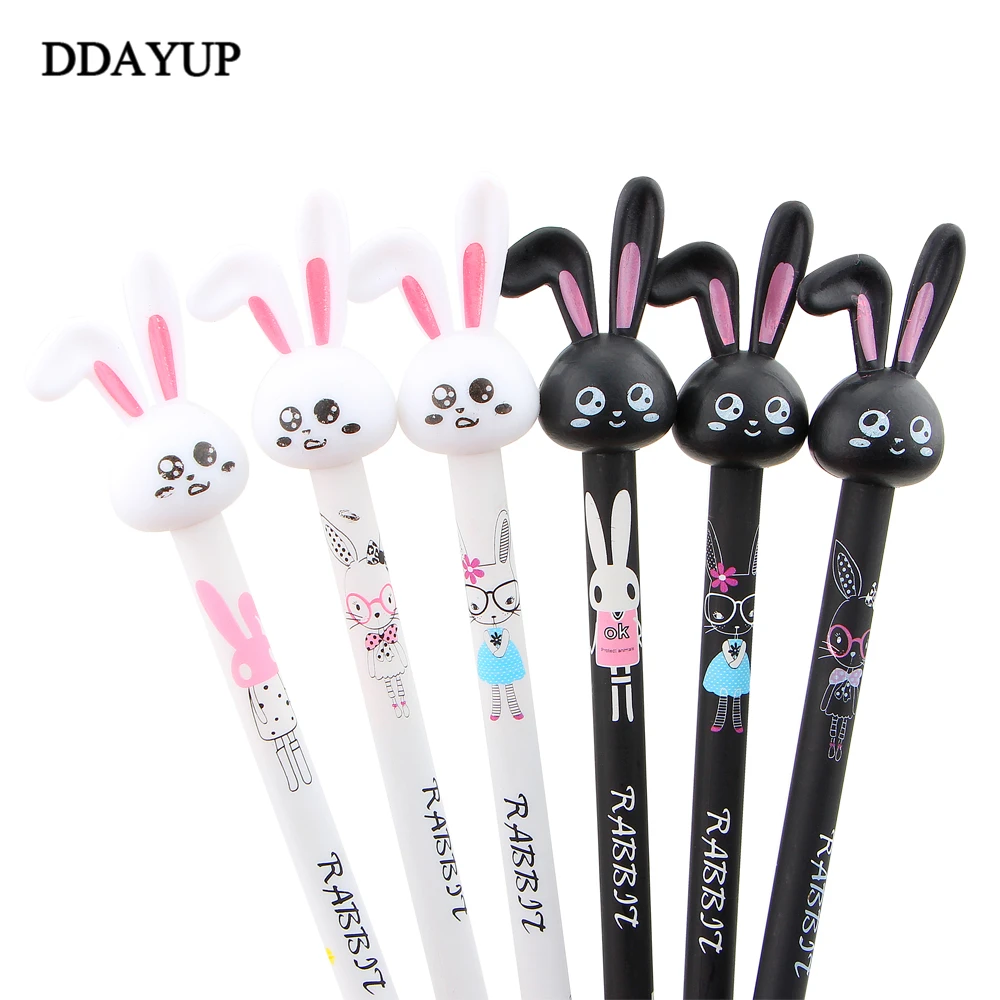 

4Pcs/lot Kawaii Gel Pens Lovely Cartoon Rabbit Pen for Kids Writing Gift Korean Stationery Office School Supplies